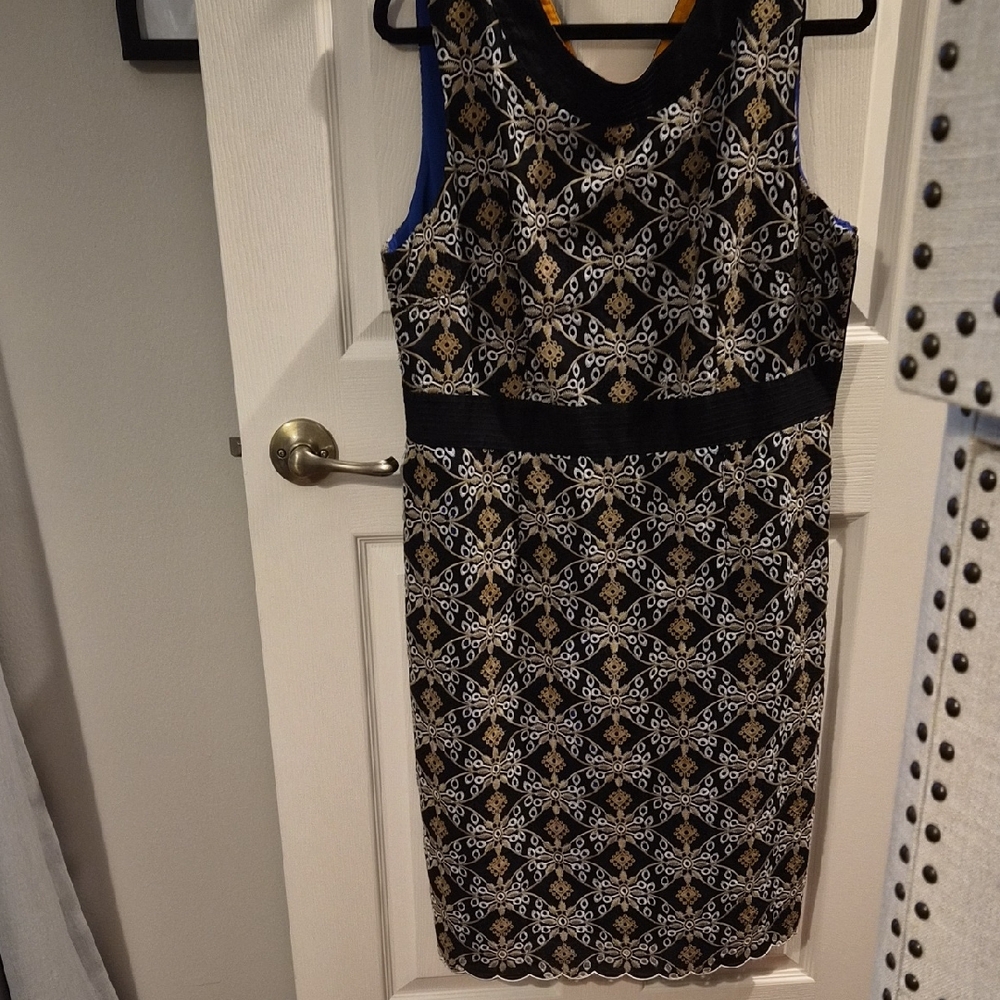 HD in Paris Black and Gold Patterned Midi Dress